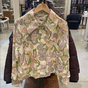 FRNCH Floral Trench Coat - Pink and Green